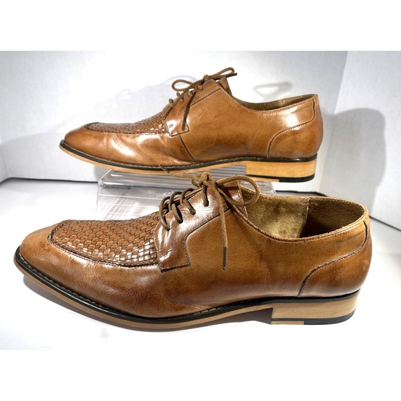 Stacy Adams Winthrop Moc-Toe Oxford Brown Leather Dress Shoes Men's 11 Lace-Up - Picture 3 of 11